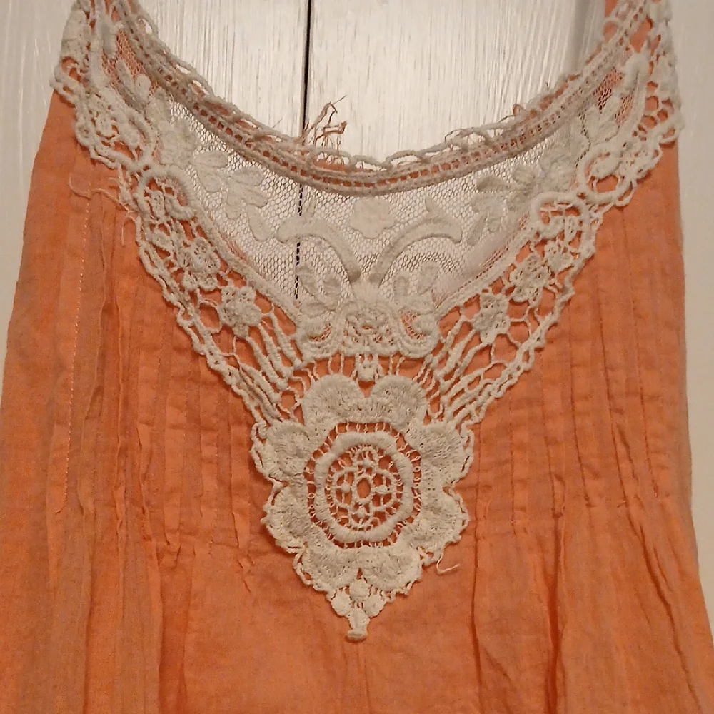 Peach Lace Trim Women's Blouse - Picture 2 of 2